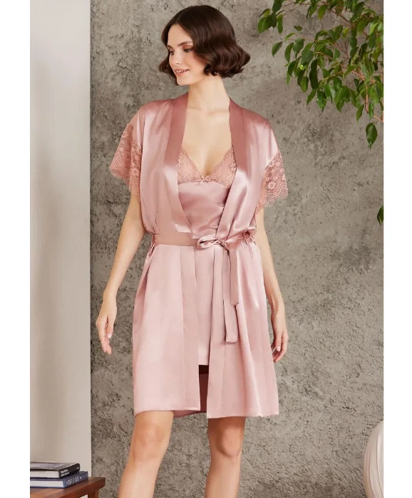 Pierre Cardin 4438-2 Saten Gecelik Sabahlık Takım resmi