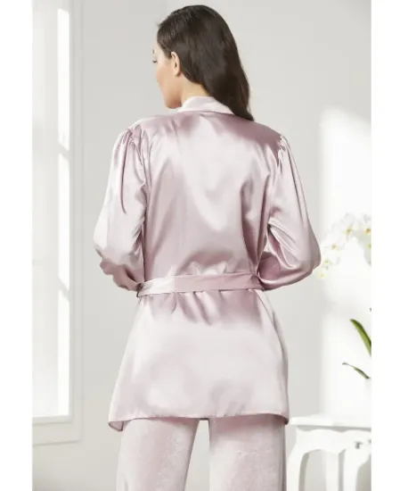 Pierre Cardin 2050 Kadife Saten Sabahlıklı Pijama Takım resmi