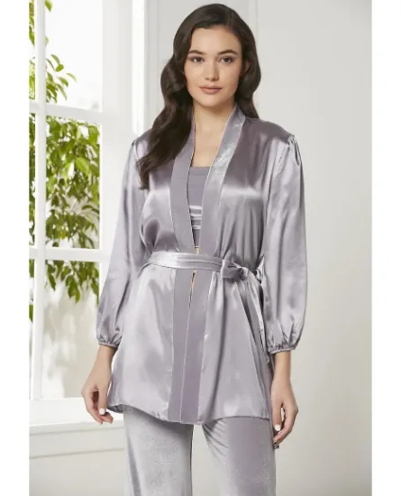 Pierre Cardin 2050-3 Kadife Saten Sabahlıklı Pijama Takım resmi