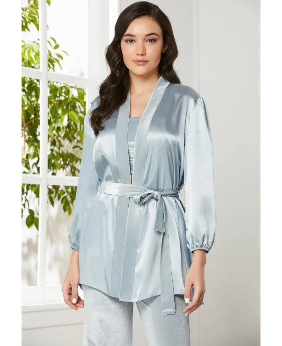 Pierre Cardin 2050-4 Kadife Saten Sabahlıklı Pijama Takım resmi