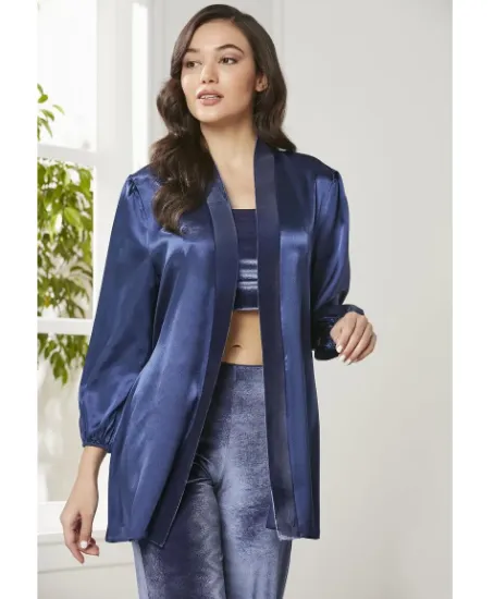 Pierre Cardin 2050-5 Kadife Saten Sabahlıklı Pijama Takım resmi