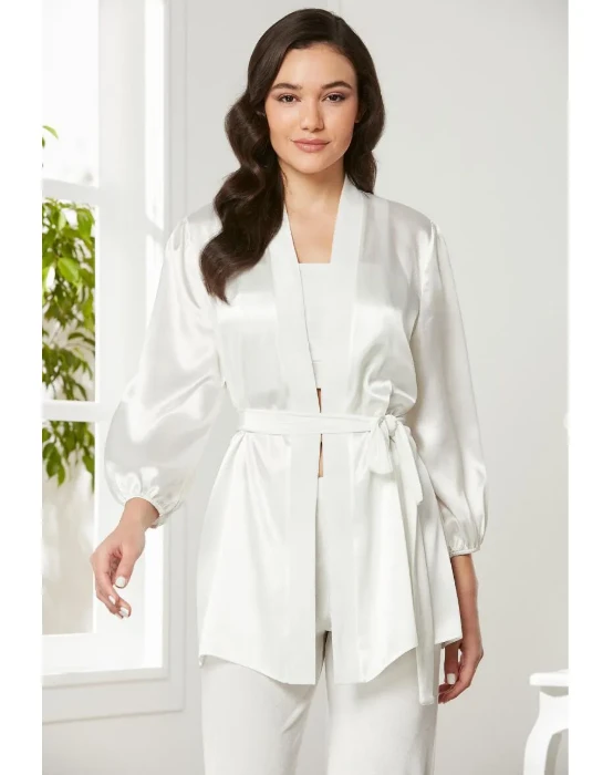 Pierre Cardin 2050-6 Kadife Saten Sabahlıklı Pijama Takım resmi