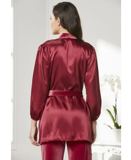 Pierre Cardin 2050-7 Kadife Saten Sabahlıklı Pijama Takım resmi