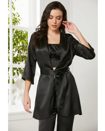 صورة طقم بيجامة ستان 3 قطع Pierre Cardin 2075-2