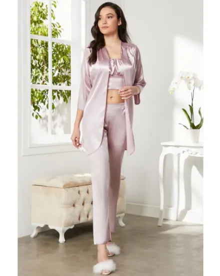 صورة طقم بيجامة ستان 3 قطع Pierre Cardin 2075-4