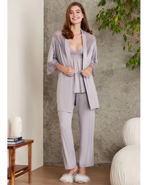 Pierre Cardin 2820-2 Penye Sabahlıklı Pijama Takım resmi
