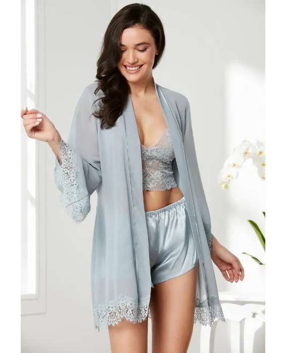 Pierre Cardin 7005-7 Saten Dörtlü Gecelik Büstiyer Takım resmi