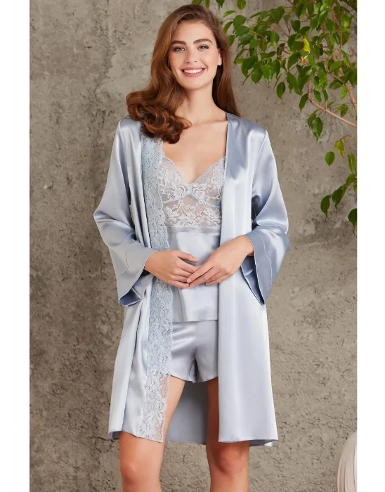 Pierre Cardin 7015-5 Saten Dörtlü Gecelik Büstiyer Takım resmi