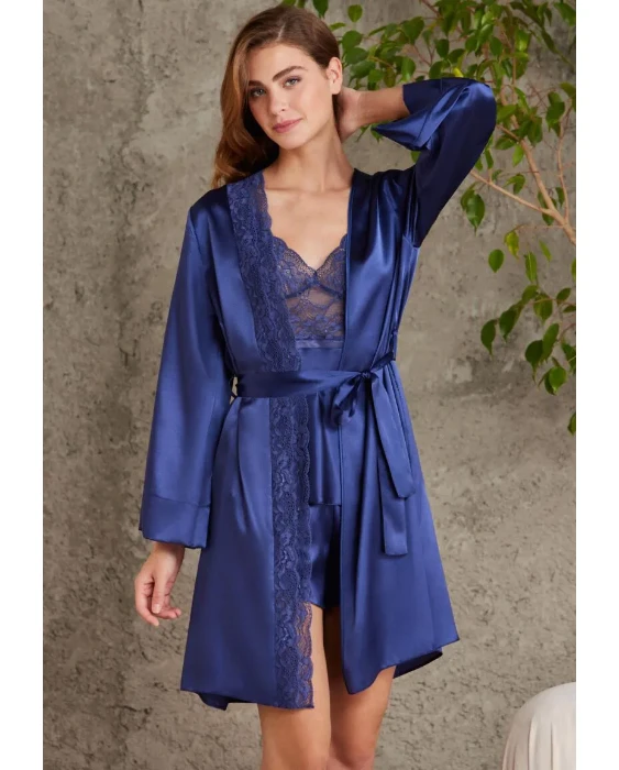 Pierre Cardin 7015-6 Saten Dörtlü Gecelik Büstiyer Takım resmi
