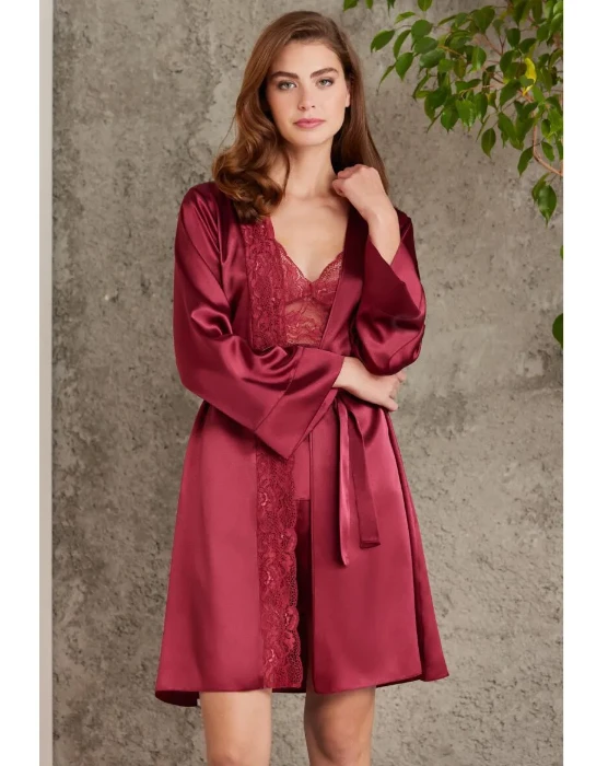 Pierre Cardin 7015-7 Saten Dörtlü Gecelik Büstiyer Takım resmi