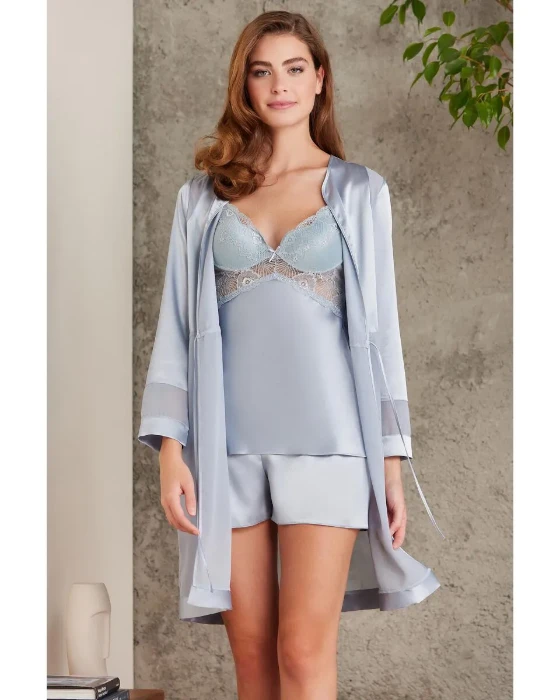 Pierre Cardin 7035 Saten Dörtlü Gecelik Büstiyer Takım resmi