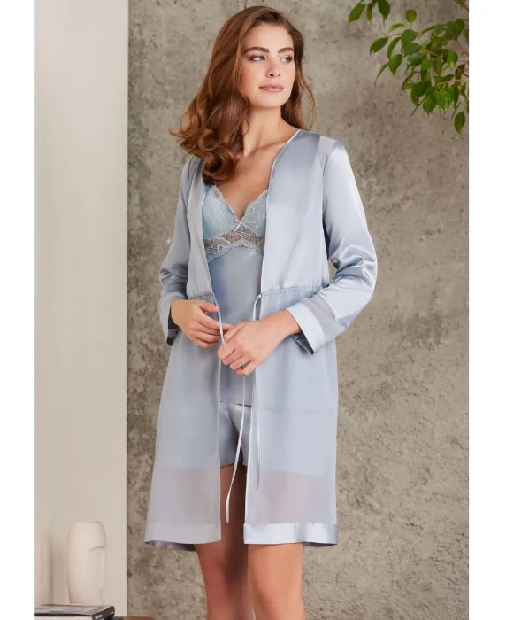 Pierre Cardin 7035 Saten Dörtlü Gecelik Büstiyer Takım resmi