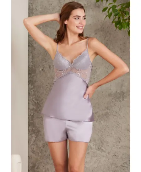 Picture of Pierre Cardin 7035-3 Satin Lace 4 Pcs Shorts Set