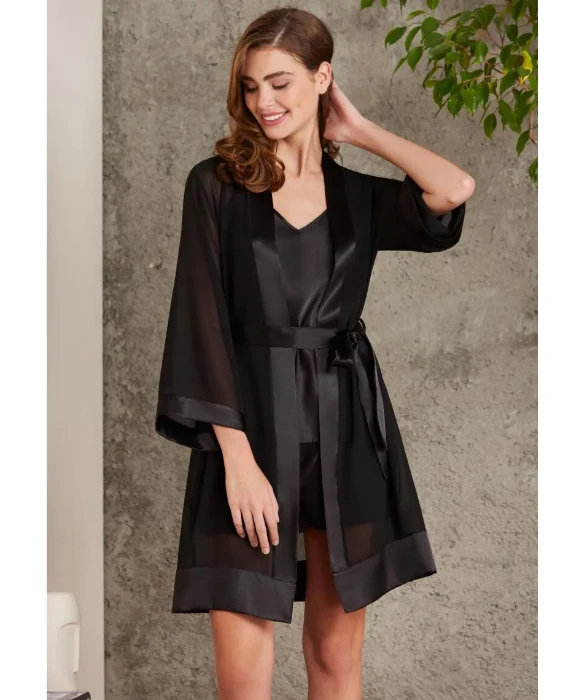Pierre Cardin 7085-2 Saten Dörtlü Gecelik Büstiyer Takım resmi