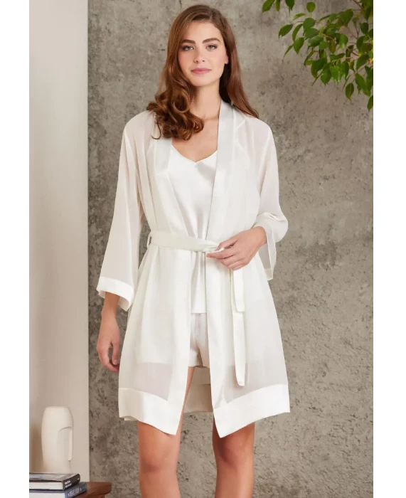 Pierre Cardin 7085-3 Saten Dörtlü Gecelik Büstiyer Takım resmi