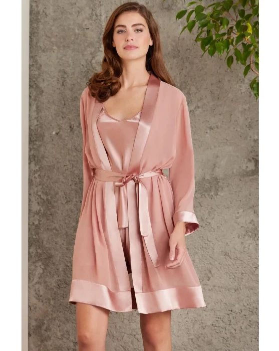 Pierre Cardin 7085-4 Saten Dörtlü Gecelik Büstiyer Takım resmi
