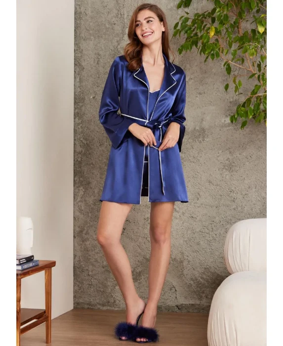 Pierre Cardin 7200-6 Saten Dörtlü Gecelik Büstiyer Takım resmi