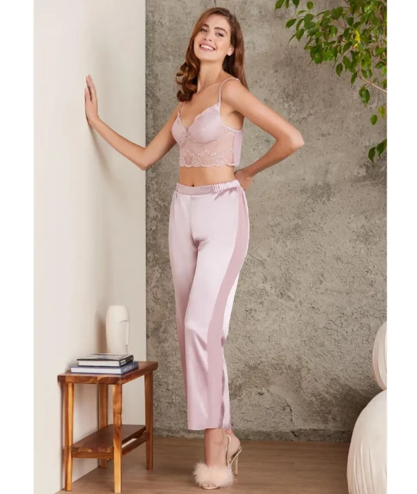 Pierre Cardin 7025-3 Saten Dörtlü Gecelik Büstiyer Takım resmi