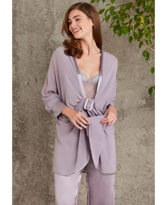Pierre Cardin 7025-4 Saten Dörtlü Gecelik Büstiyer Takım resmi