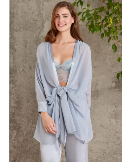Picture of Pierre Cardin 7025-5 Satin Lace 4-Piece Pajama Set