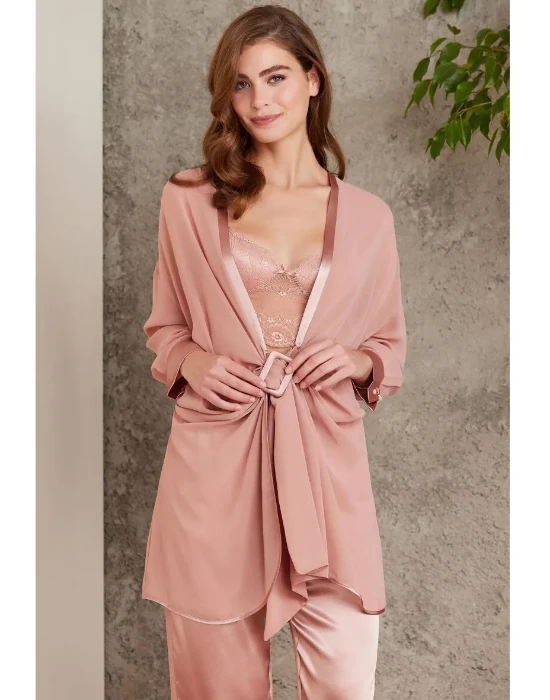 Pierre Cardin 7025-8 Saten Dörtlü Gecelik Büstiyer Takım resmi