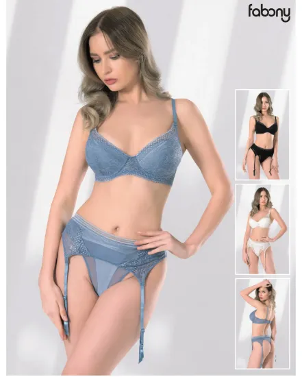 Fabony 4010 Yumuşak Kap Jartiyerli Sütyen Takım resmi