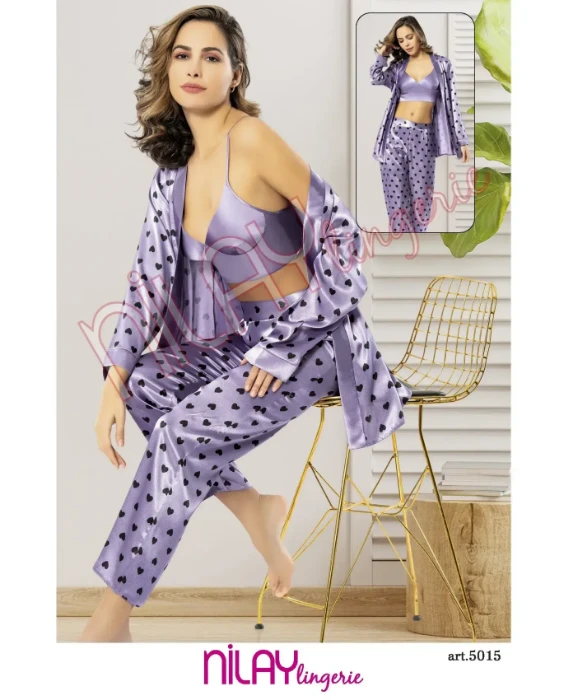 Nilay 5015 Saten Sabahlıklı Pijama Takımı resmi