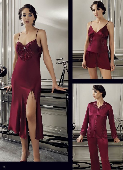 صورة Perin 9500-2 6 Pcs Satin Nightgown Set
