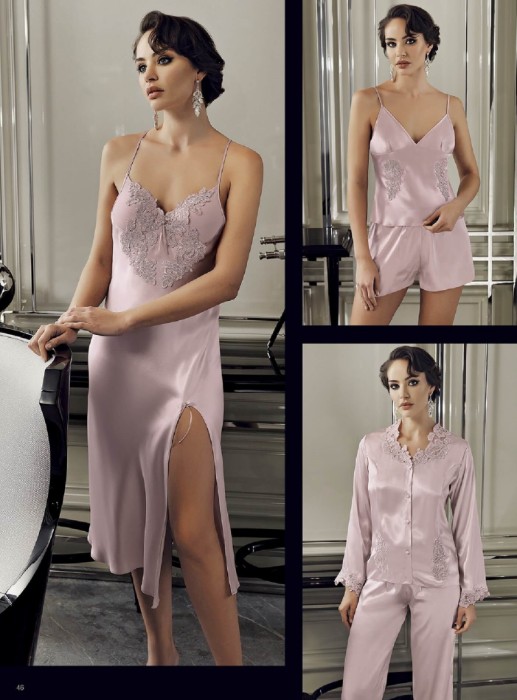 صورة Perin 9500-3 6 Pcs Satin Nightgown Set