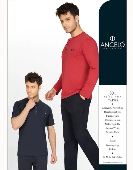 Ancelo 801 4'lü Erkek Pijama Takım resmi