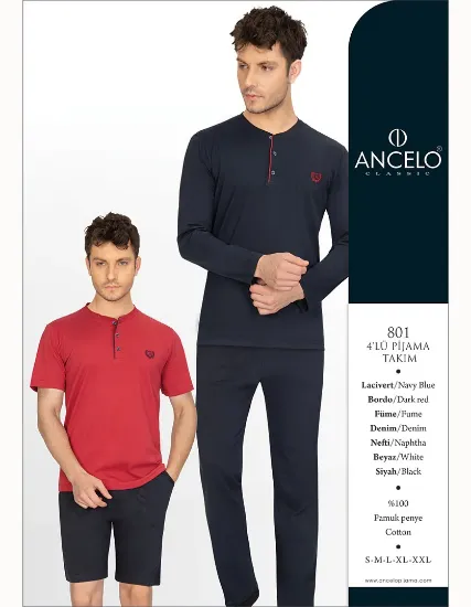 Ancelo 801 4'lü Erkek Pijama Takım resmi