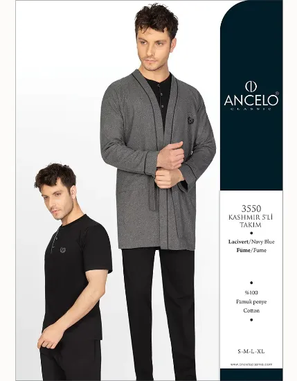 Ancelo 3550 Erkek Kaşmir Sabahlıklı 5'li Takım resmi