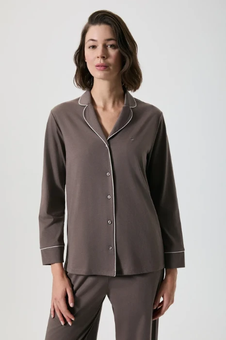 Penye Mood 10153 Düğmeli Pijama Takımı resmi