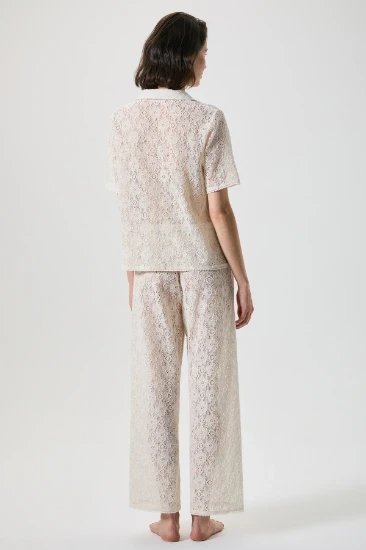 Penye Mood 10160 Dantelli Düğmeli Pijama Takımı resmi