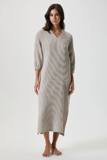 Penye Mood 10149 Hakim Yaka Waffle Elbise resmi