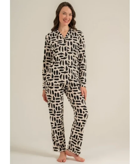 Pierre Cardin PC9301 Önü Düğmeli Pijama Takımı resmi