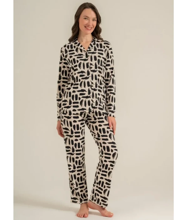 Pierre Cardin PC9301 Önü Düğmeli Pijama Takımı resmi