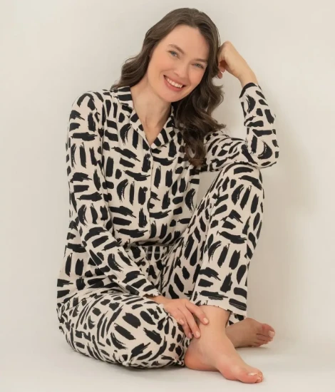 Pierre Cardin PC9301 Önü Düğmeli Pijama Takımı resmi