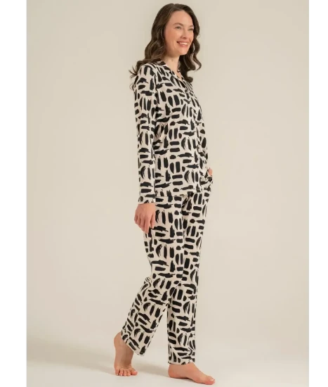 Pierre Cardin PC9301 Önü Düğmeli Pijama Takımı resmi