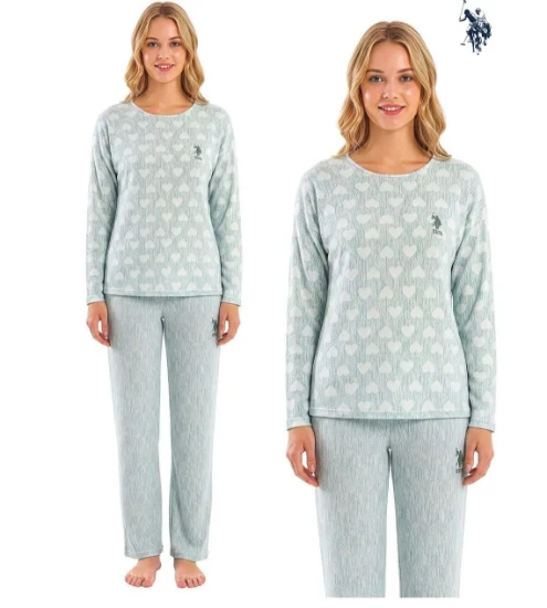US Polo 20321 Uzun Kollu Pijama Takımı resmi
