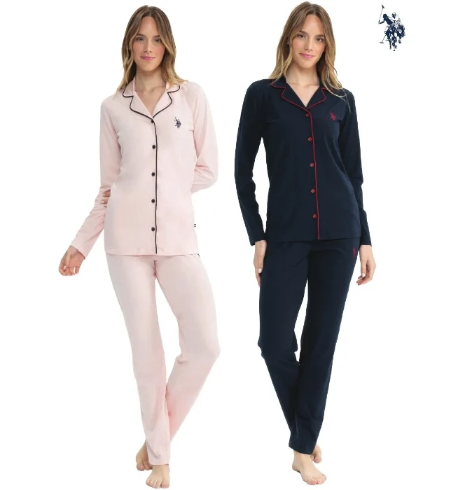 US Polo 11000 Önden Düğmeli Kadın Pijama Takımı - Kutulu resmi