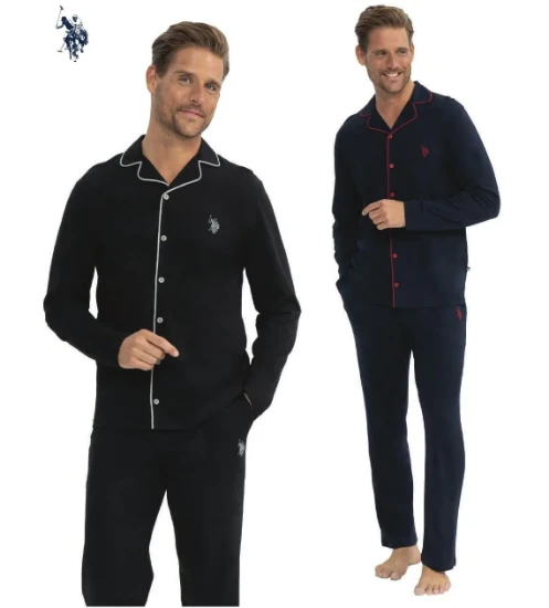 صورة US Polo ۱۲۰۳۹ طقم بيجاما رجالي بأزرار أمامية