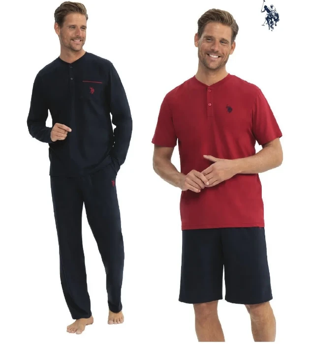 US Polo 12040 Erkek 5'li Sabahlıklı Pijama Seti – Kutulu resmi