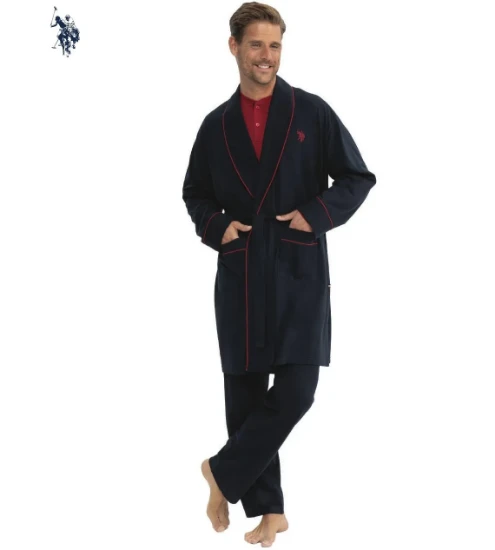US Polo 12040 Erkek 5'li Sabahlıklı Pijama Seti – Kutulu resmi