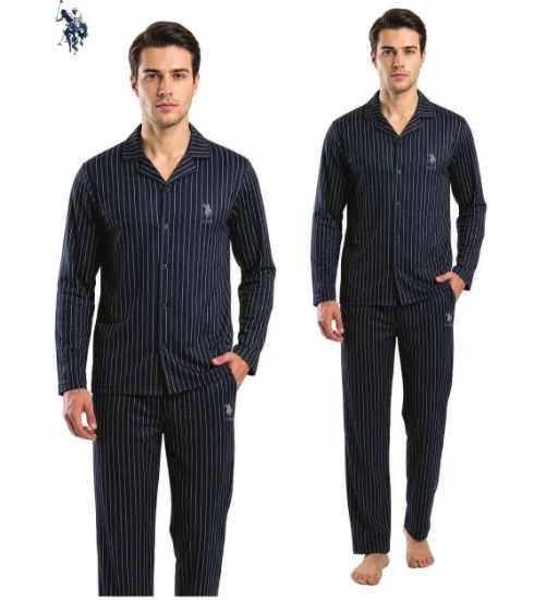 US Polo 19101 Erkek Önden Düğmeli Pijama Takımı resmi