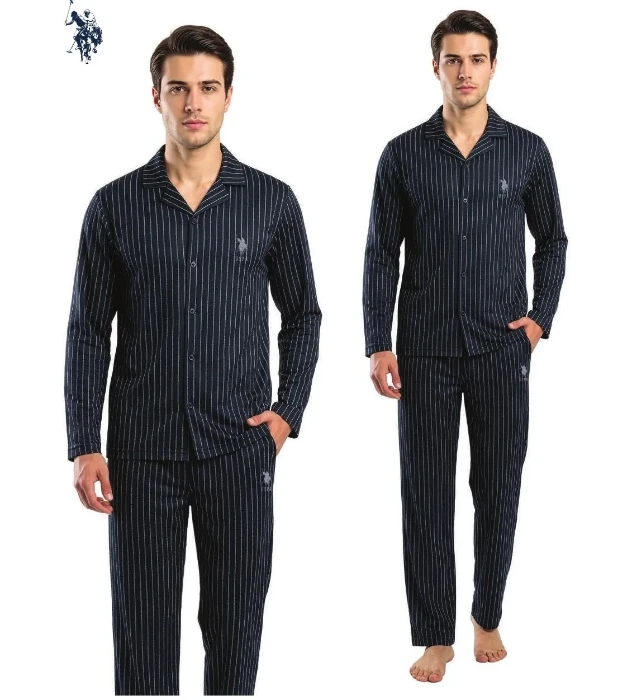 US Polo 19101 Erkek Önden Düğmeli Pijama Takımı resmi