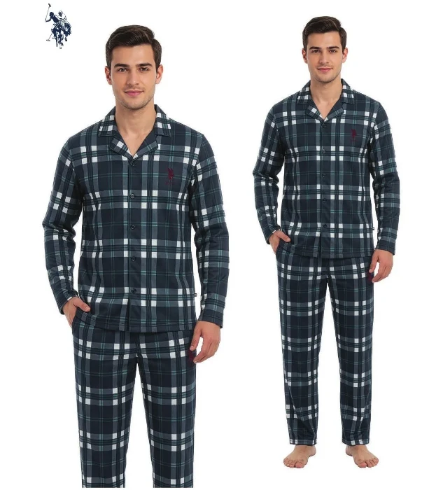 US Polo 19111 Erkek Önden Düğmeli Pijama Takımı resmi