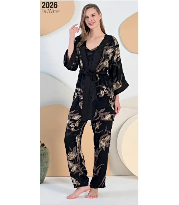 Feyza 5435 Kadın Sabahlıklı Pijama Takımı resmi