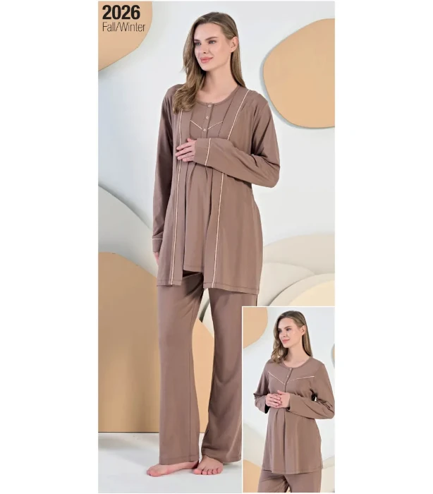 Feyza 5401 Sabahlıklı Hamile Pijama Takım resmi
