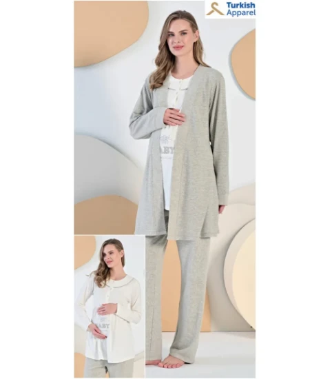 Feyza 5404 Sabahlıklı Hamile Pijama Takım resmi